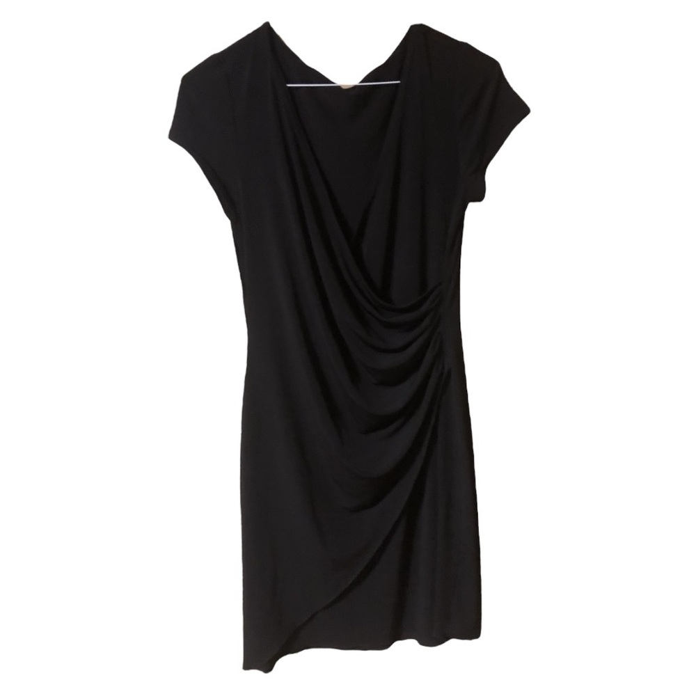 Jane Alexander & Design Classic Black Ruched Short Sleeve Midi Dress XL